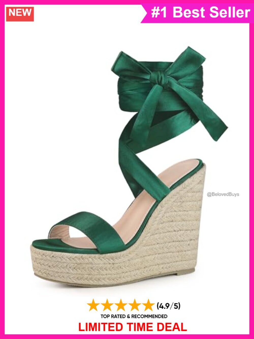 Satin Lace Up Platform Wedge Espadrilles Open Toe Ankle Tie Sandals